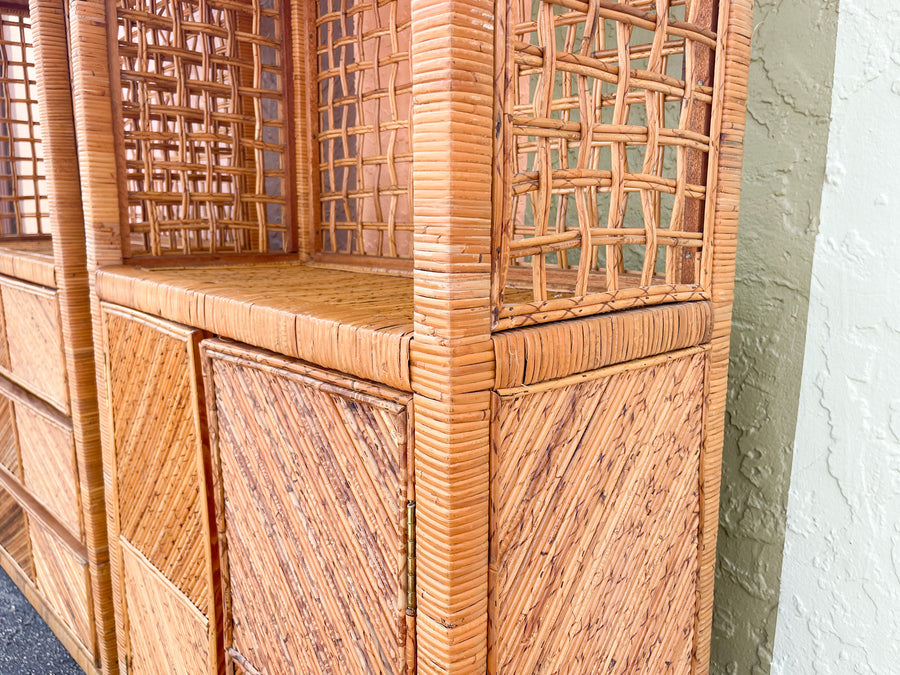 Pair of Coastal Chic Pencil Reed Etageres