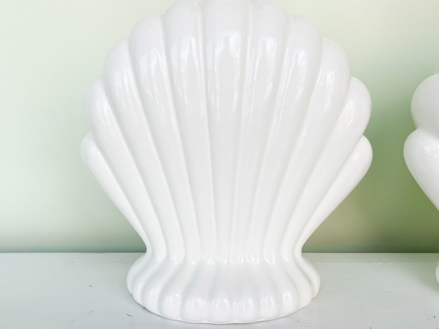 Pair of Ceramic Clam Shell Lamps