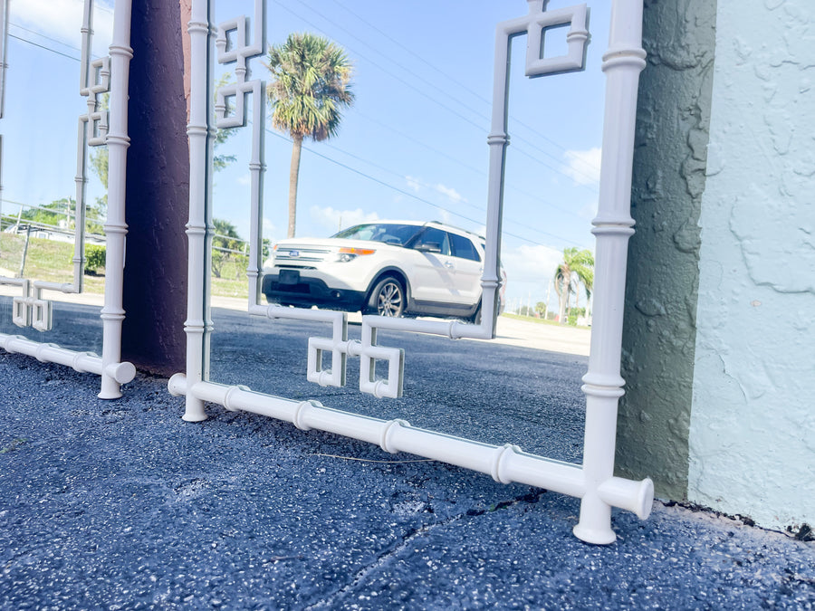 Pair of Faux Bamboo Greek Key Mirrors