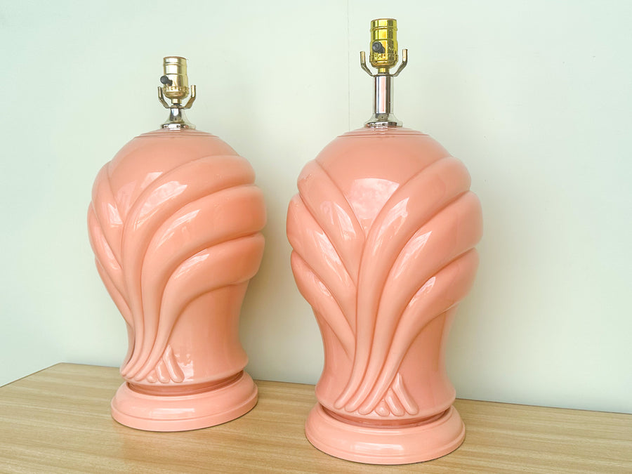 Pair of Pink Chic Glass Lamps