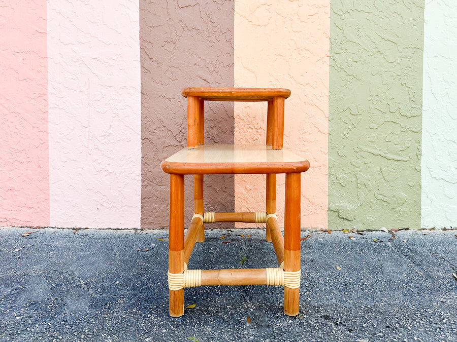 Two Tier Rattan Side Table with Laminate Top