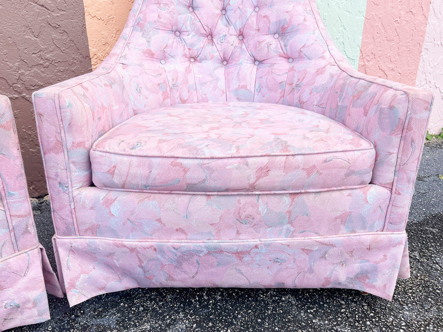 Pair of Pink Chic Floral Upholstered Chairs