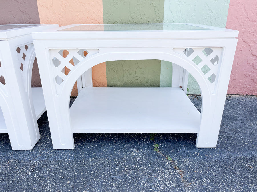 Pair of Lattice Love Side Tables