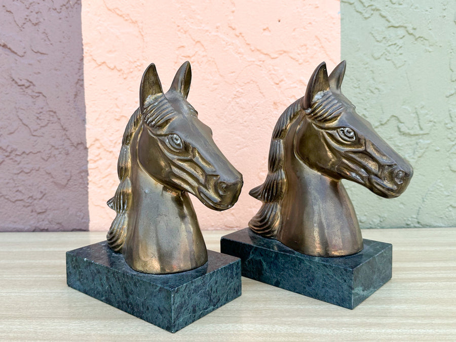 Pair of Brass Horse Head Bookends
