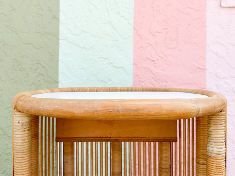 Coastal Stick Wicker Rattan Bar Cart