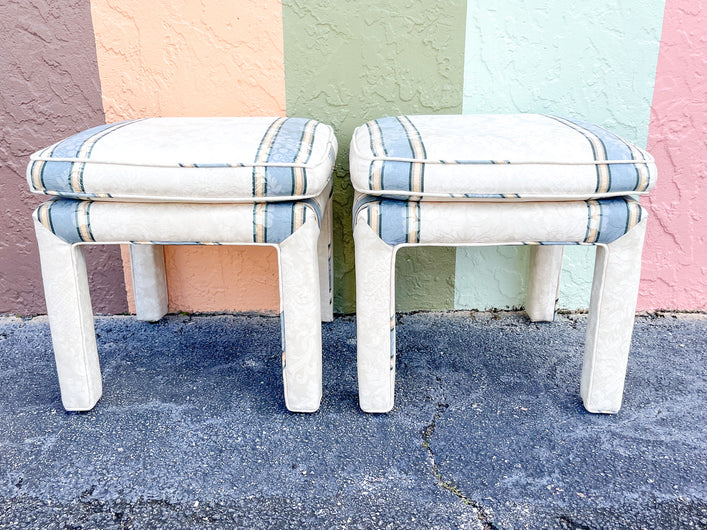 Pair of Parsons Style Upholstered Stools
