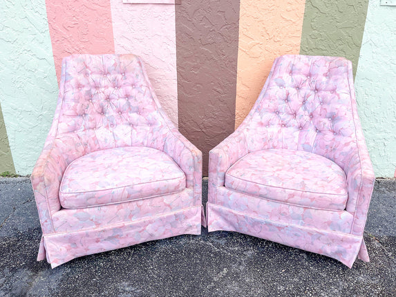 Pair of Pink Chic Floral Upholstered Chairs