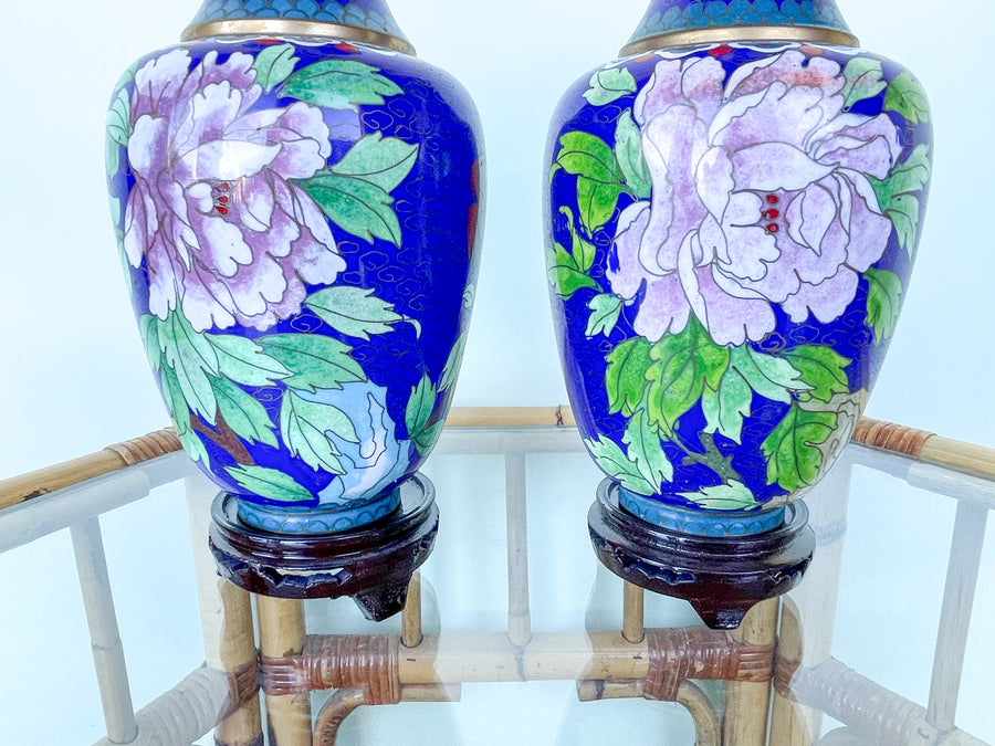 Pair of Floral Cloisonné Vases