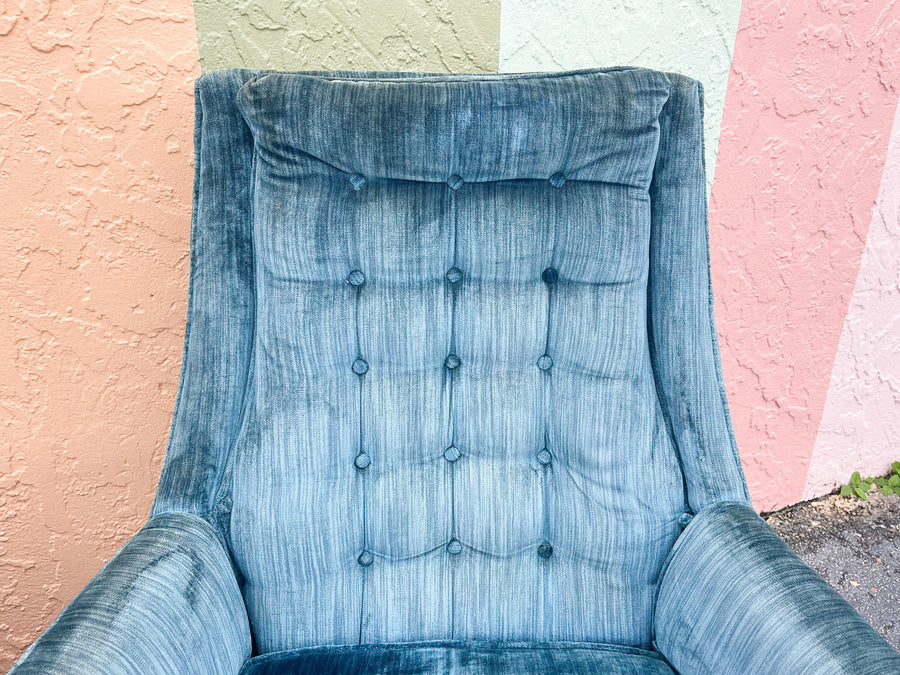 Pair of MCM Teal Upholstered Chairs
