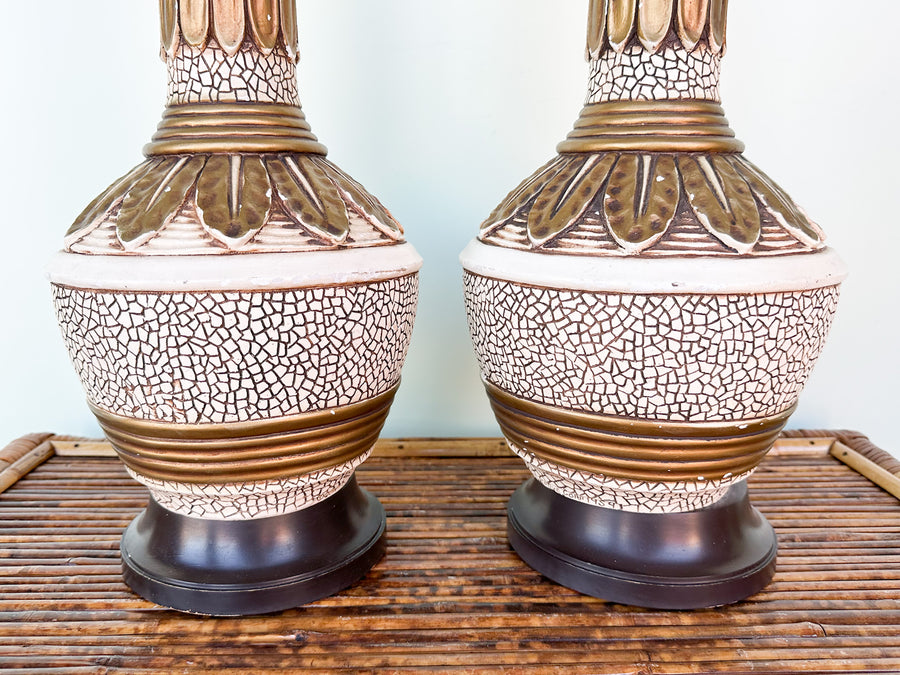 Pair of MCM Crackle Lamps