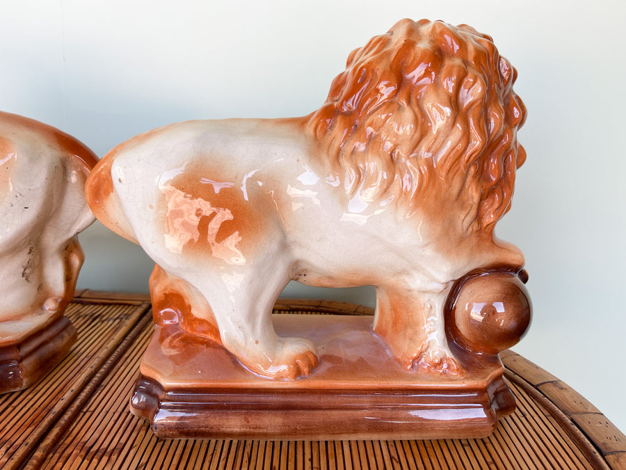 Pair of Fierce Lion Figurines