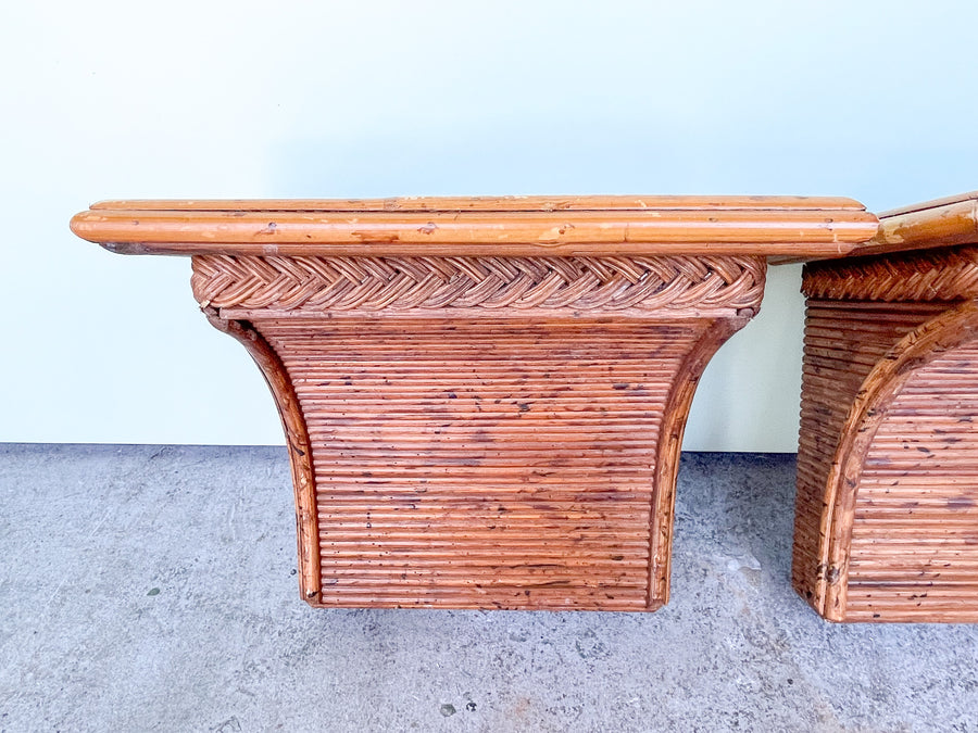 Pair of Split Bamboo Wall Shelves