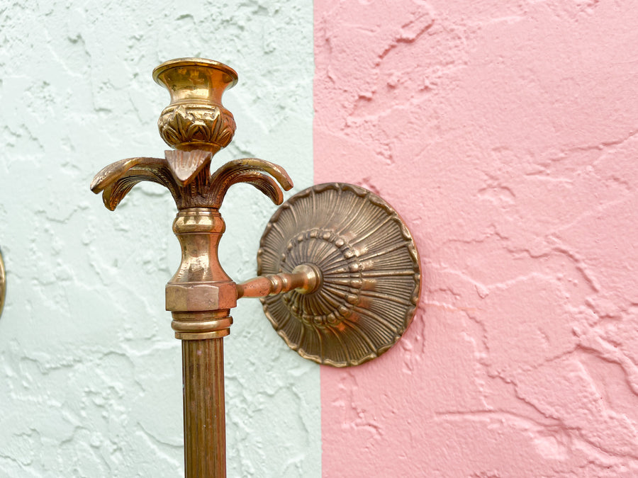 Pair of Brass Candle Wall Sconces