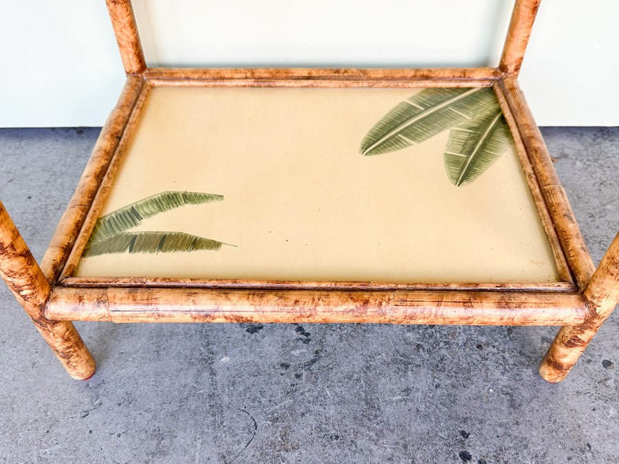 Painted Palm Rattan Side Table