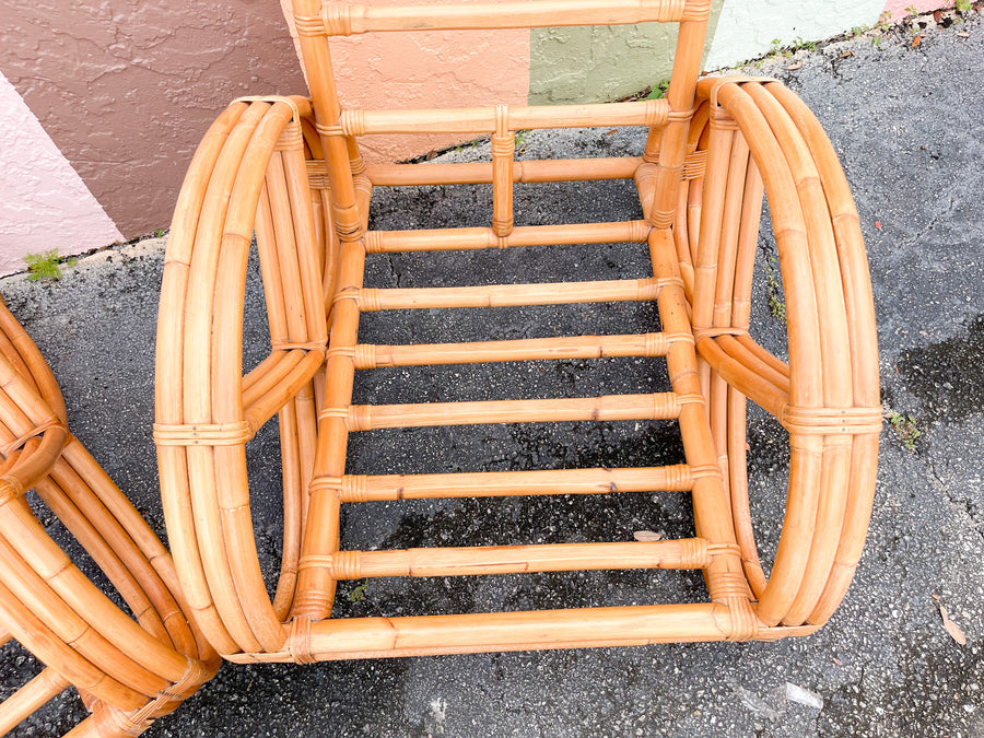 Pair of Frankl Style Rattan Pretzel Chairs