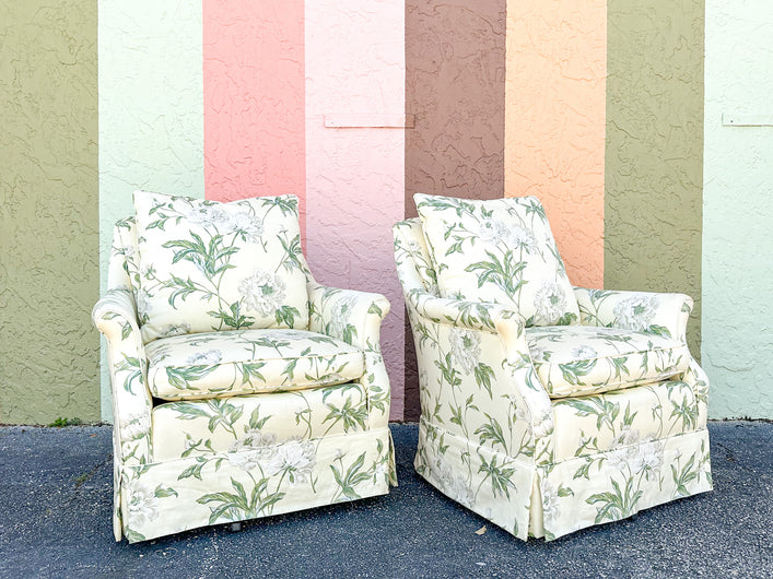 Pair of Cute Upholstered Swivel Chairs