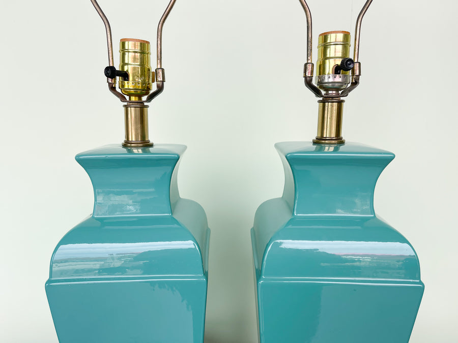 Pair of Ocean Teal Lamps
