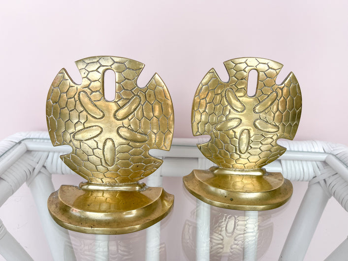 Sand Dollar Brass Bookends