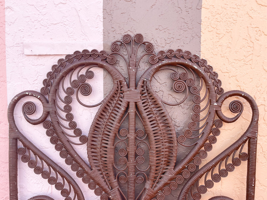 Pair of Fiddlehead Wicker Twin Headboards