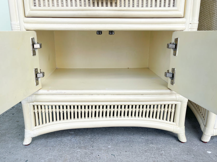 Pair of Cute Coastal Rattan Nightstands