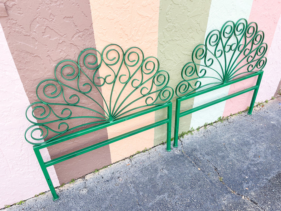 Pair of Whimsical Metal Twin Headboards