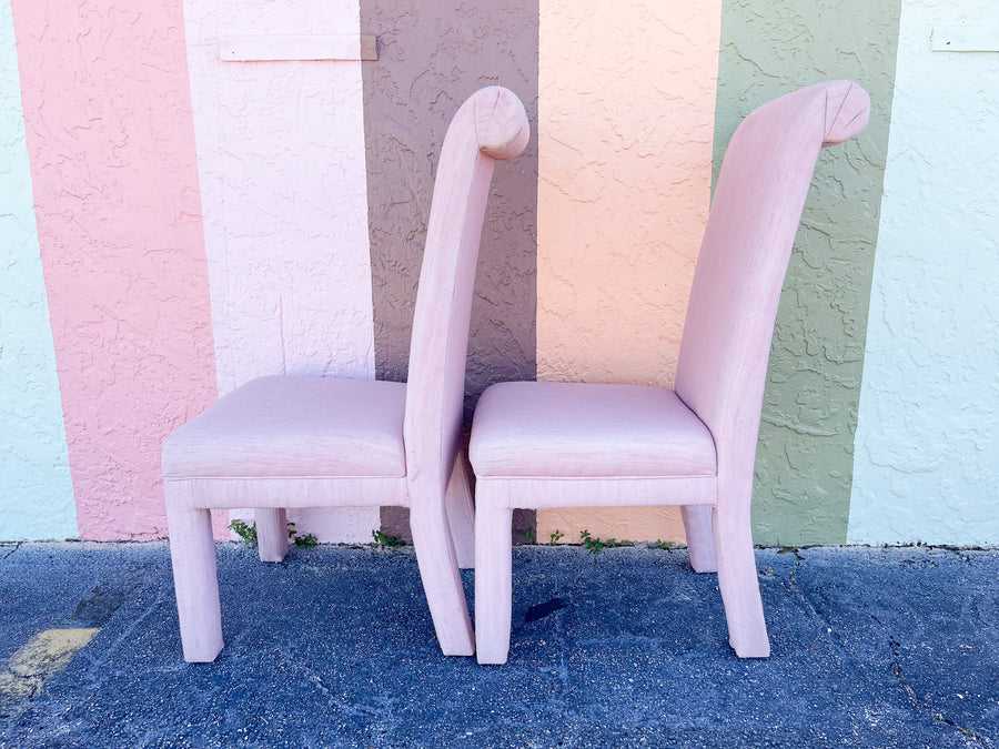 Pair of Pink Chic Upholstered Side Chairs