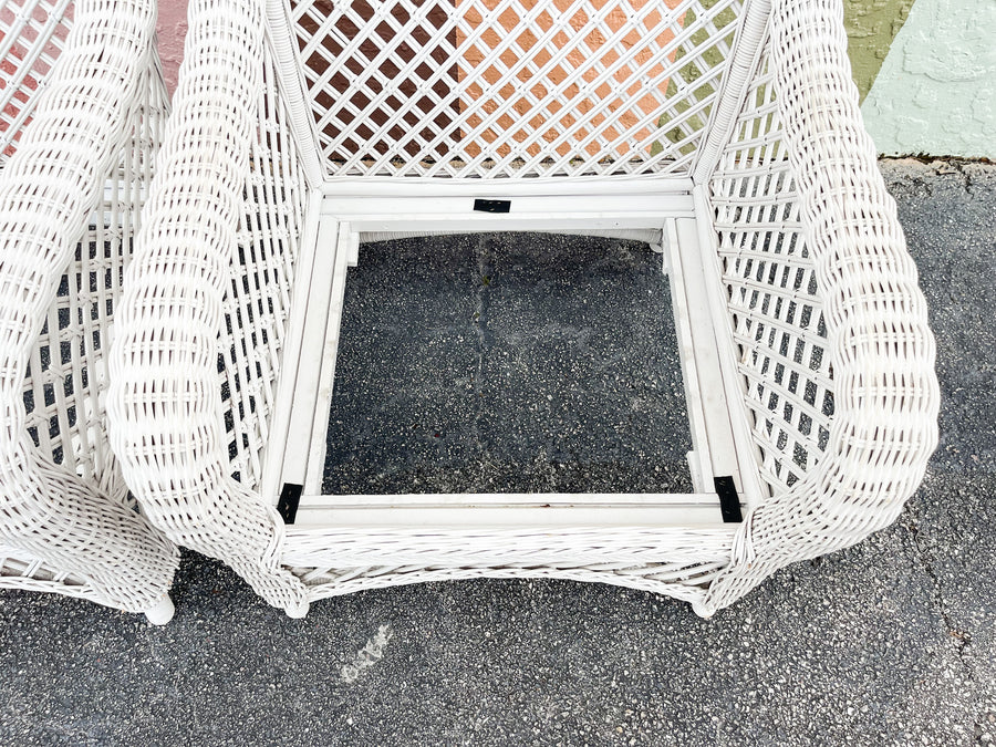 Pair of Palm Beach Braided Lattice Wicker Chairs