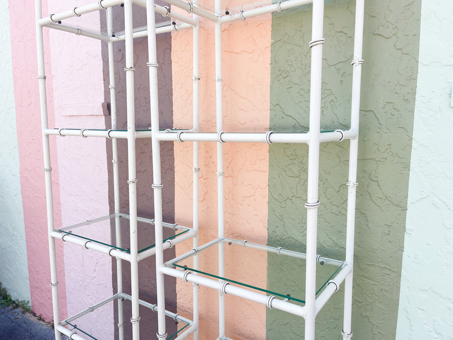 Pair of Faux Bamboo Metal Etageres