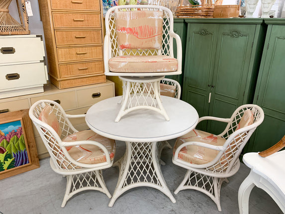 Ficks Reed Rattan Table and Swivel Chairs