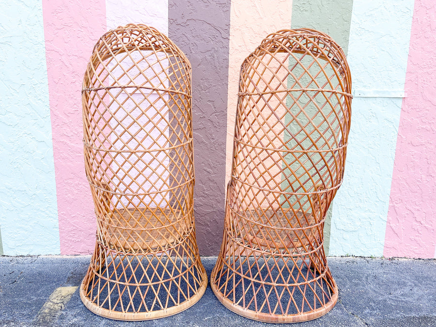 Pair of Hooded Rattan Chairs