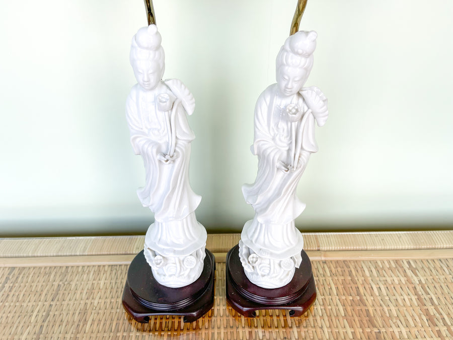 Pair of Porcelain Asian Lady Lamps