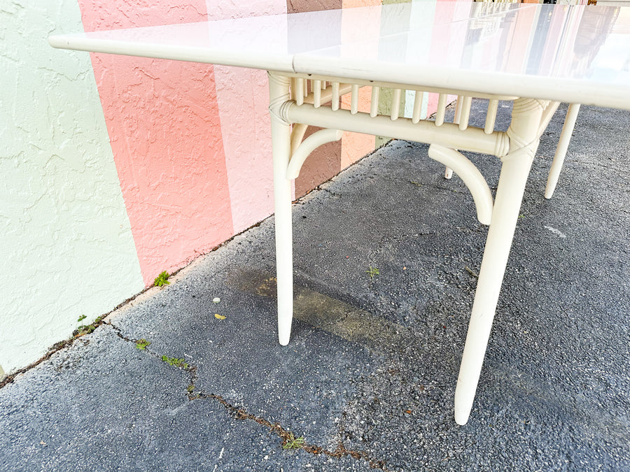 Painted Rattan Flip Top Console