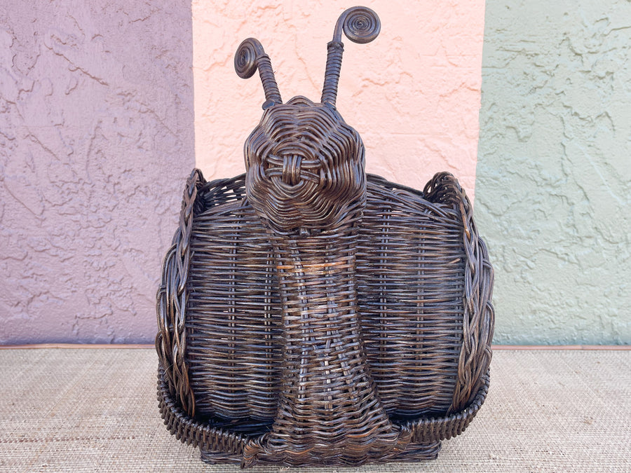 Pair of Wicker Snail Cachepots