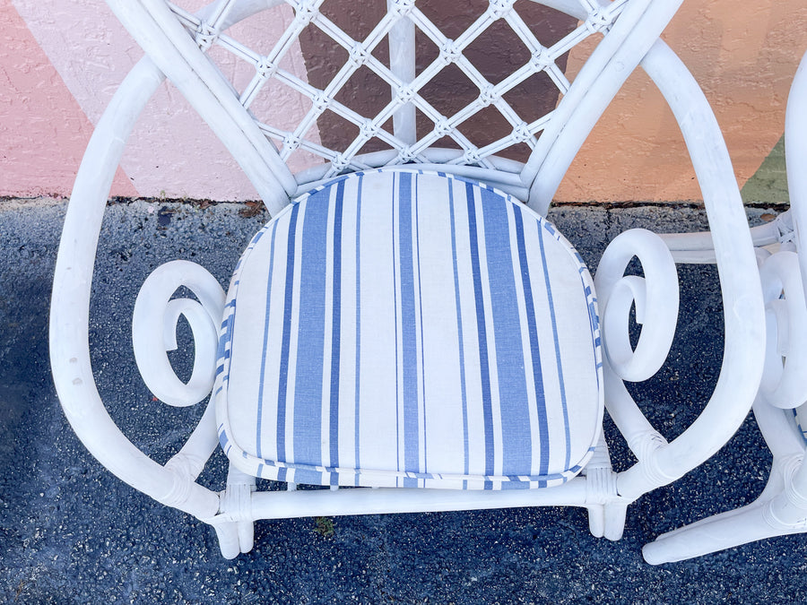 Pair of Island Whimsy Rattan Balloon Back Chairs