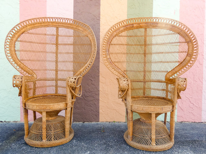 Pair of Fab Natural Peacock Chairs
