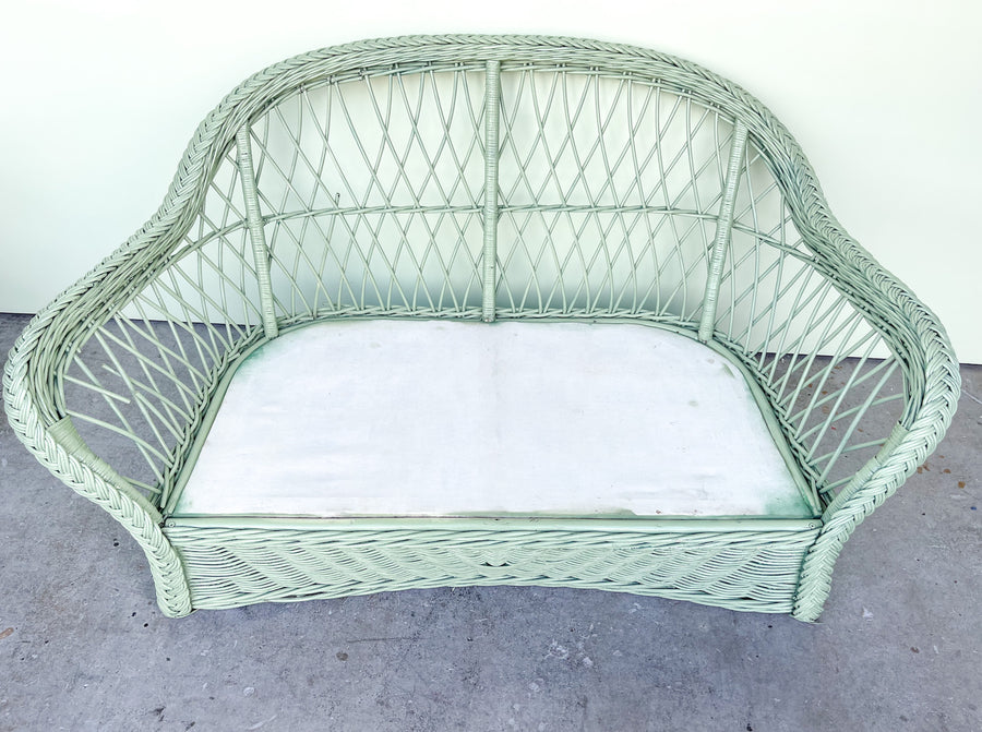 Seagreen Braided Rattan Loveseat