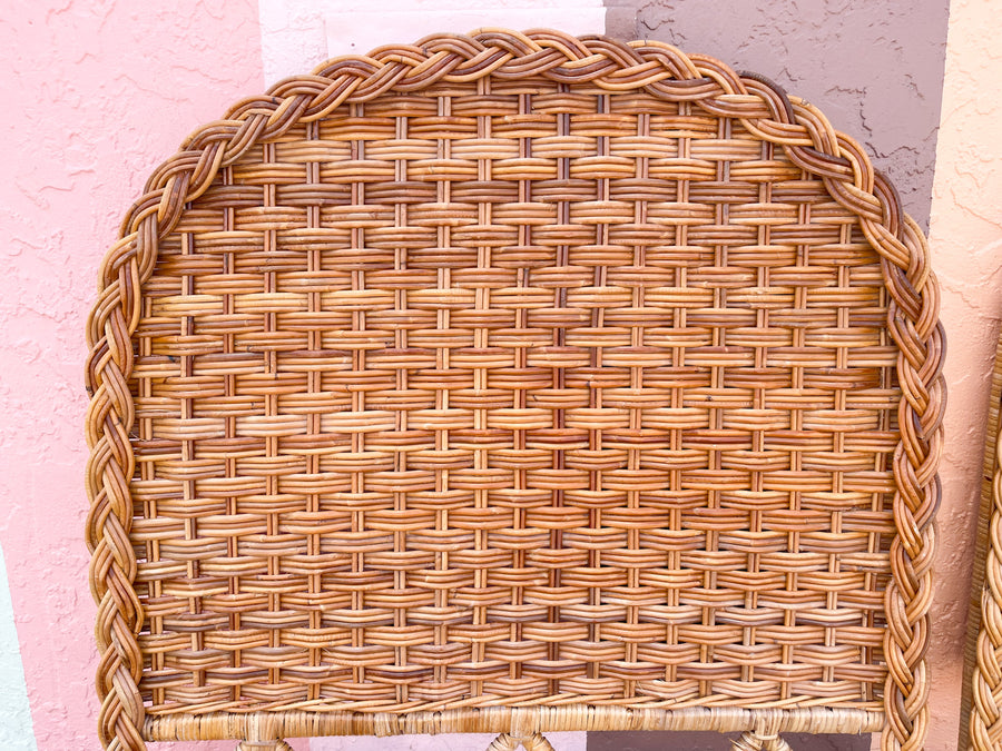 Pair of Braided Wicker Twin Headboards
