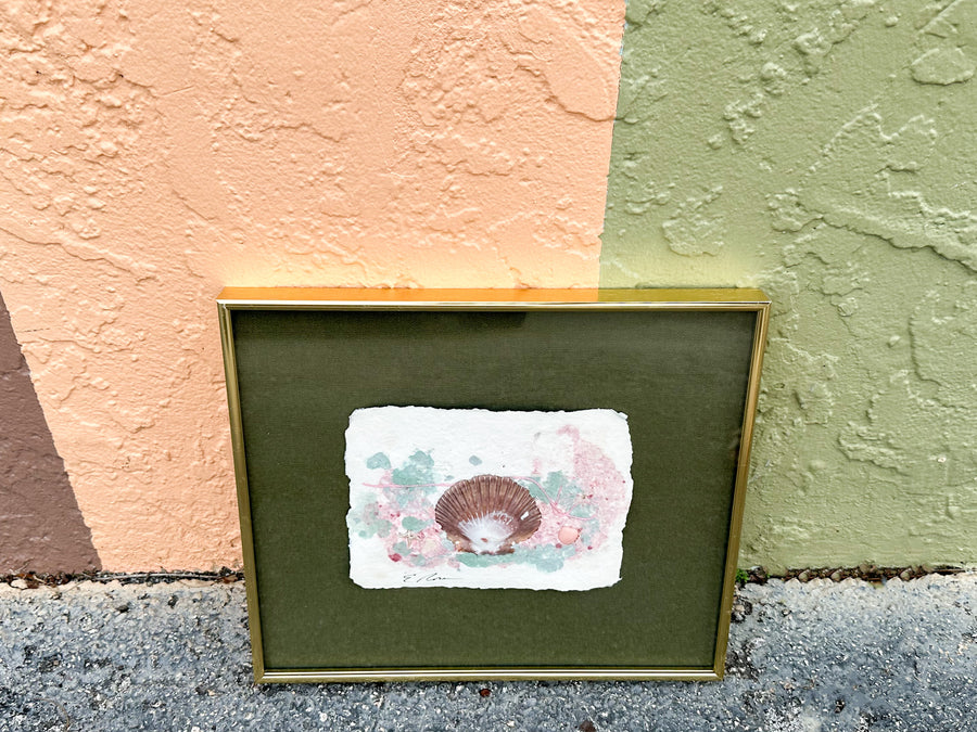 Olive Linen and Shell Art