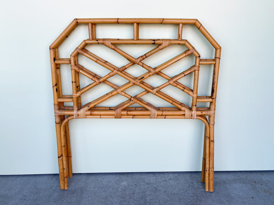 Pair of Rattan Chippendale Twin Headboards