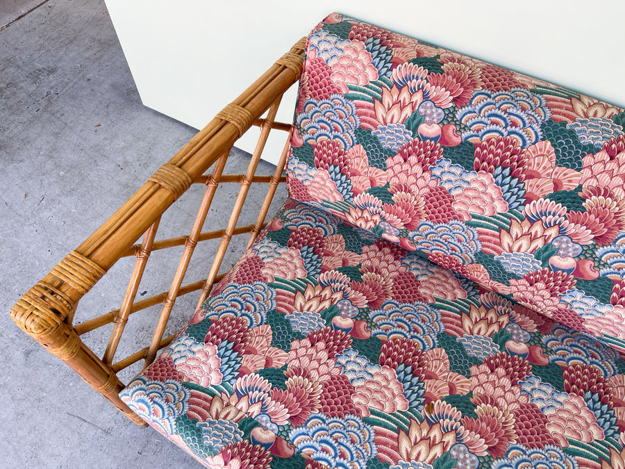 Upholstered Rattan Loveseat