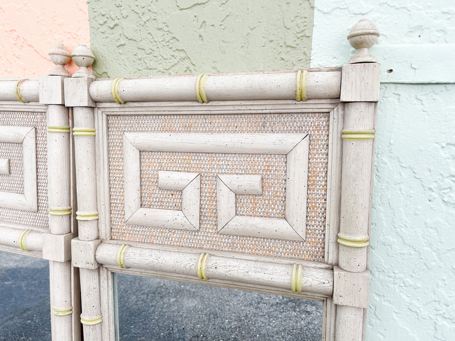Pair of Greek Key Faux Bamboo Mirrors