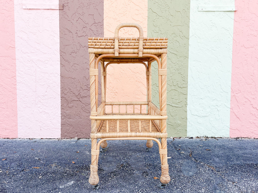 Modern Rattan Bar Cart