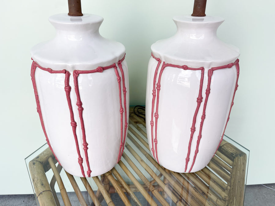 Pair of Faux Bamboo Icing Lamps