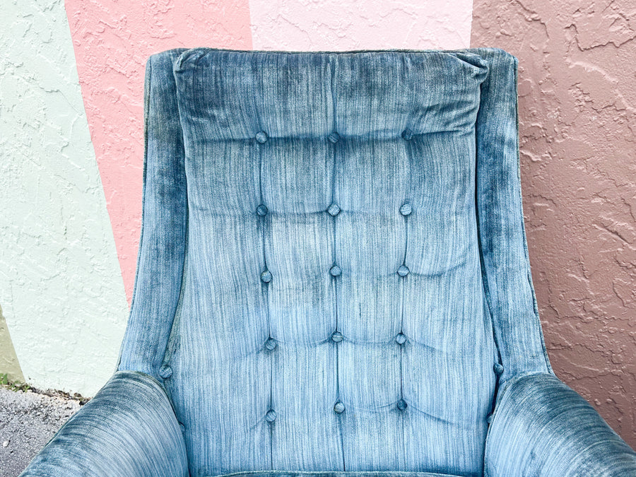 Pair of MCM Teal Upholstered Chairs