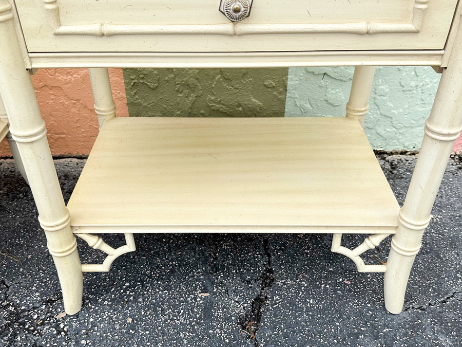 Pair of Thomasville Faux Bamboo Nightstands