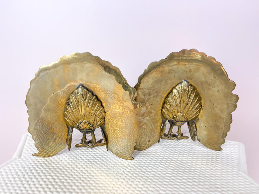 Pair of Brass Peacocks