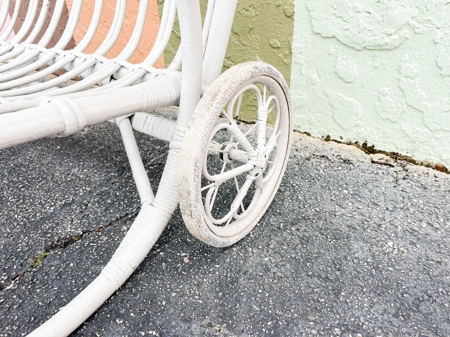 Palm Beach Stick Wicker Loveseat on Wheels