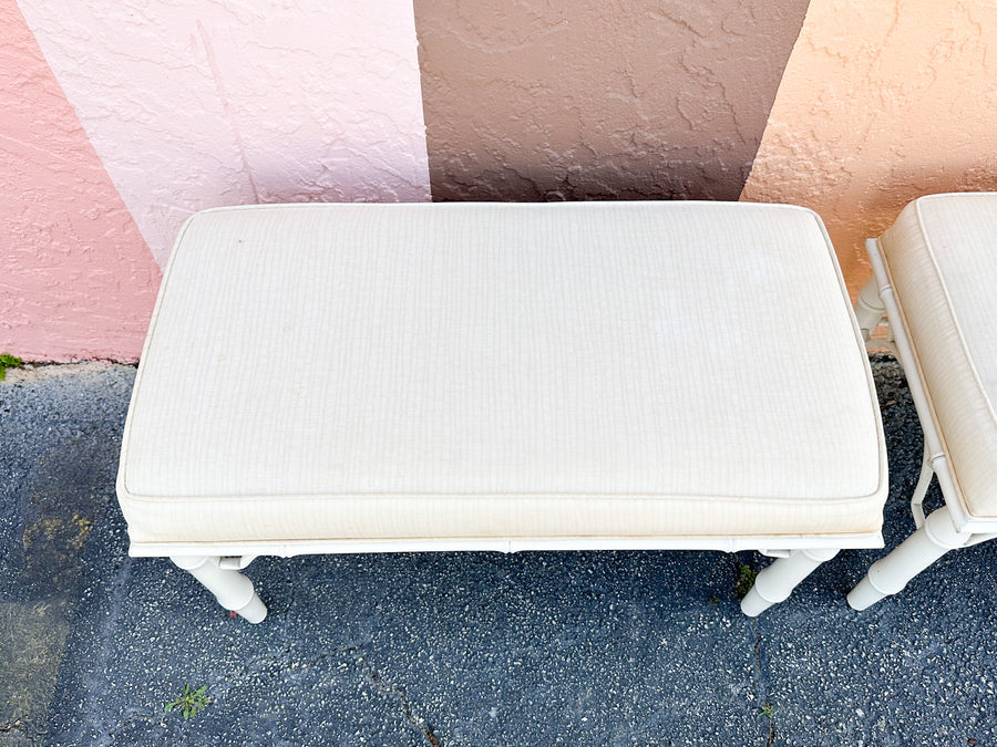 Pair of Faux Bamboo Ficks Reed Benches