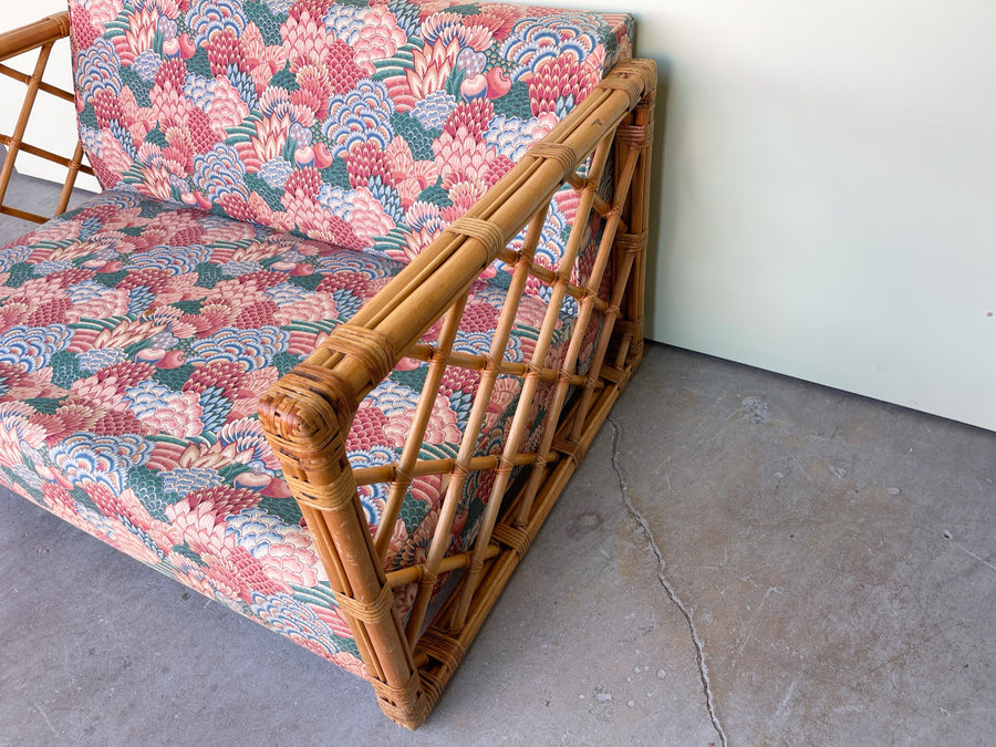 Upholstered Rattan Loveseat