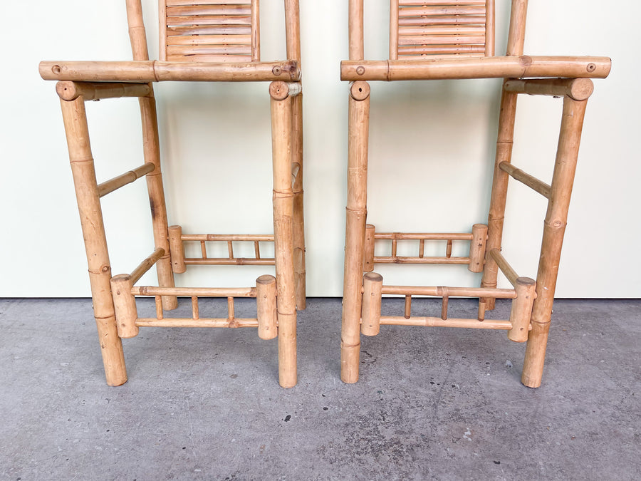 Pair of Tiki Chic Bamboo Stools